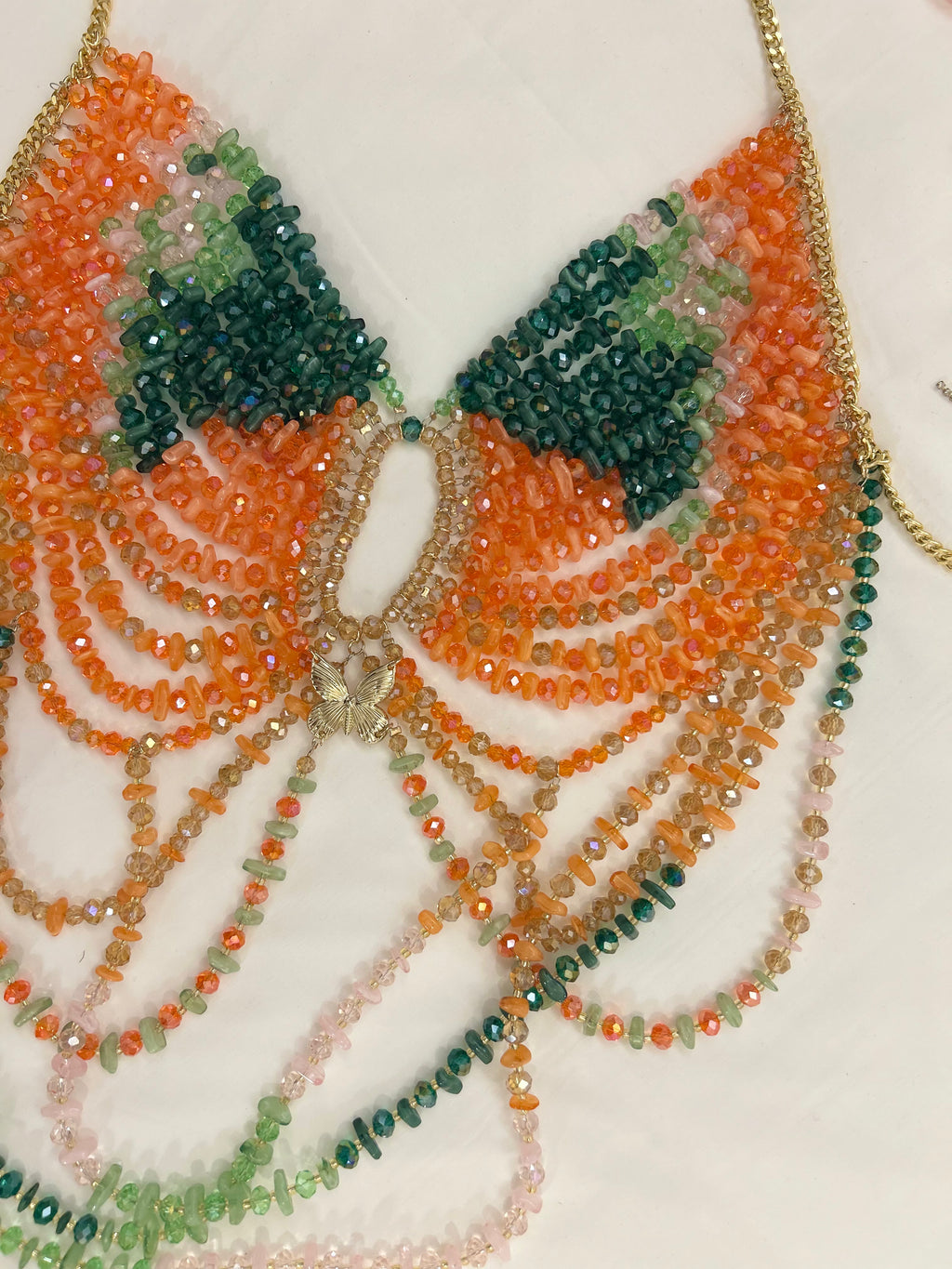 Bustier en perles 'Corail'