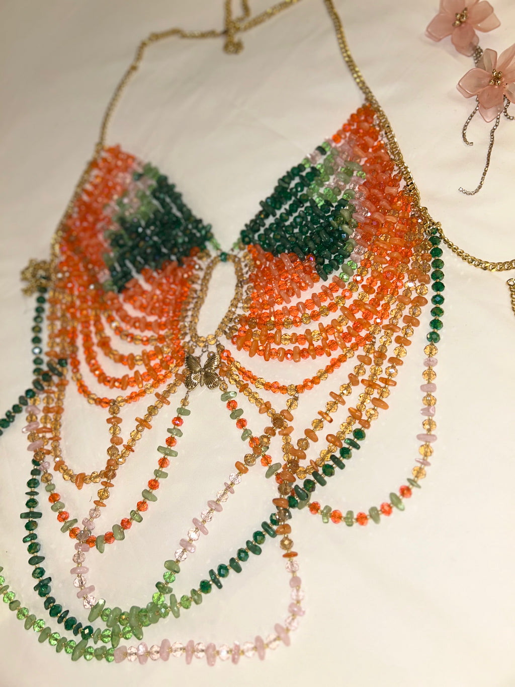 Bustier en perles 'Corail'